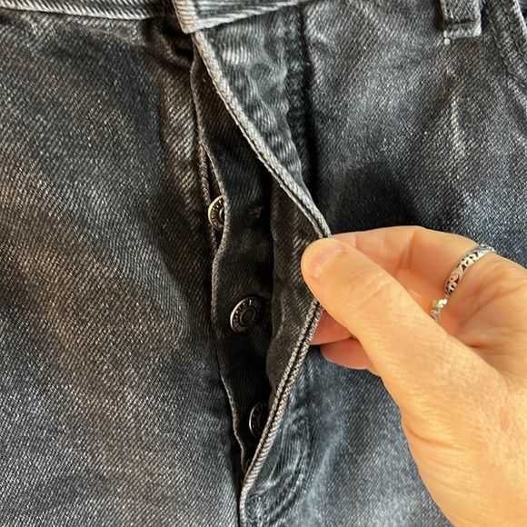 High-Waisted Button-Fly O.G.Straight Raw-Hem Jean Skirt Size 12 - Picture 4 of 10